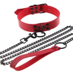 Collier-Laisse Punk Rouge
