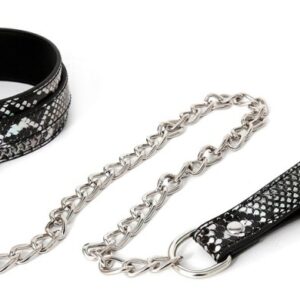 Collier-laisse Snakine Noir-Argenté