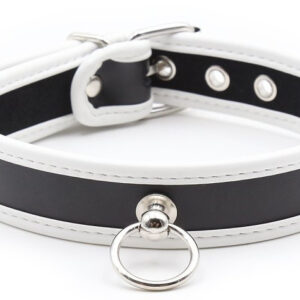 Collier O Ring Simili Noir-Blanc
