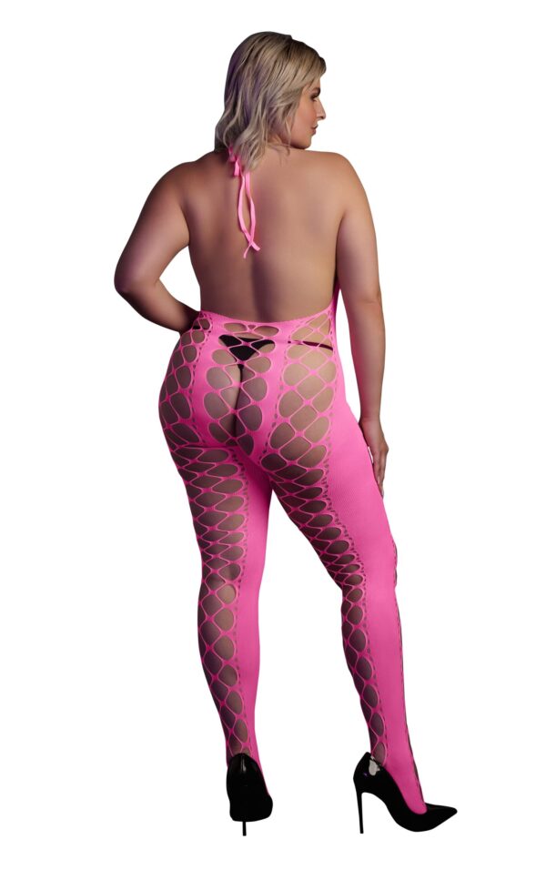 Combinaison Filet et Dos nu Rose Fluo – Image 3