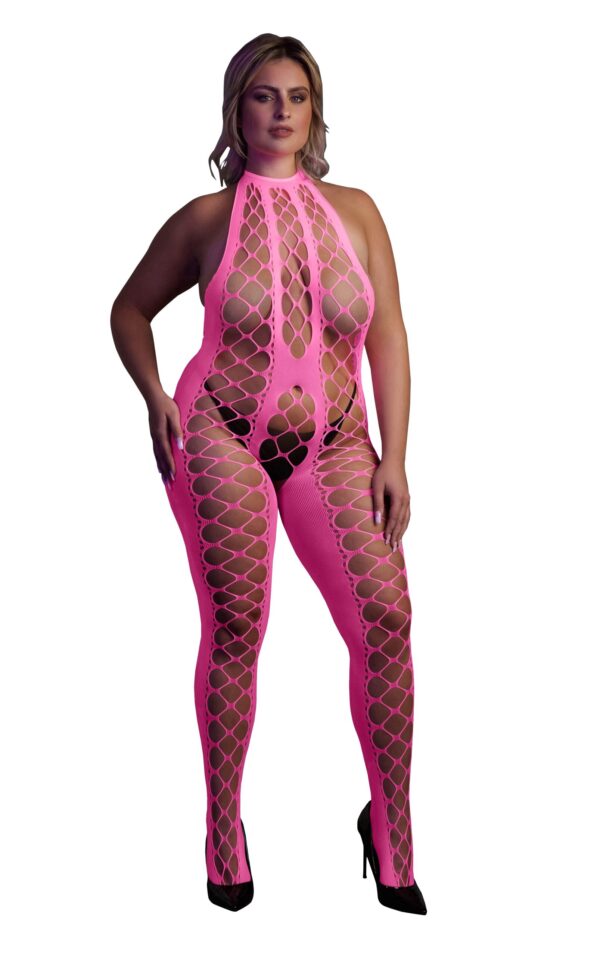Combinaison Filet et Dos nu Rose Fluo – Image 4