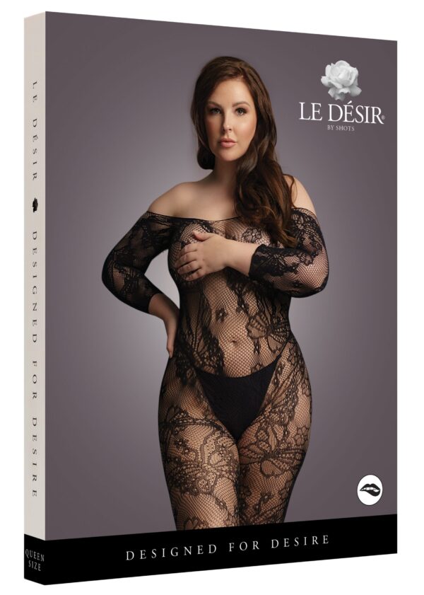 Combinaison ouverte Grande Taille LACE SLEEVED - Noir – Image 3