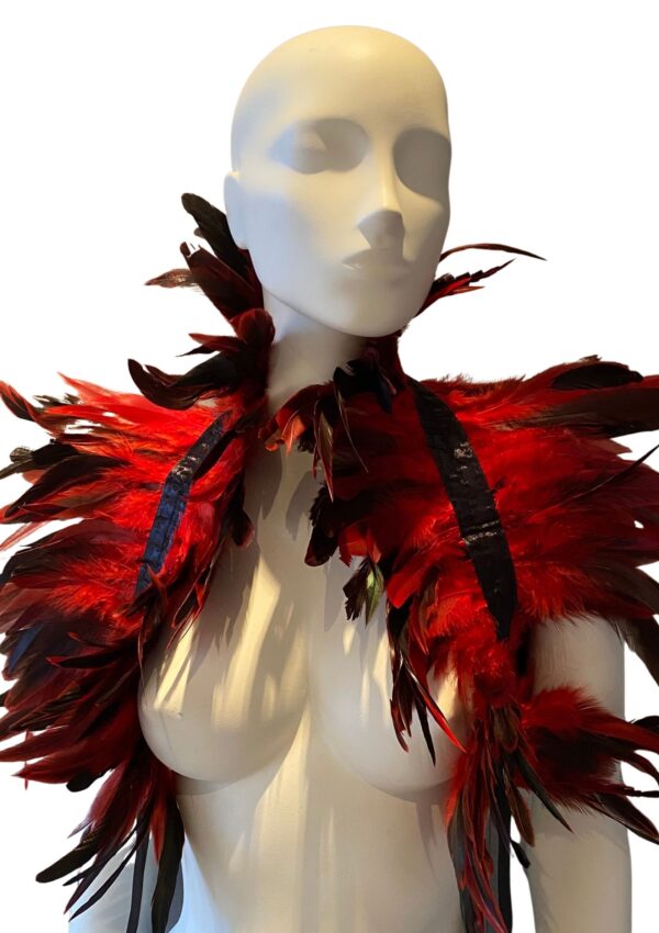 Couvre-Épaules Plumes Rouge – Image 5