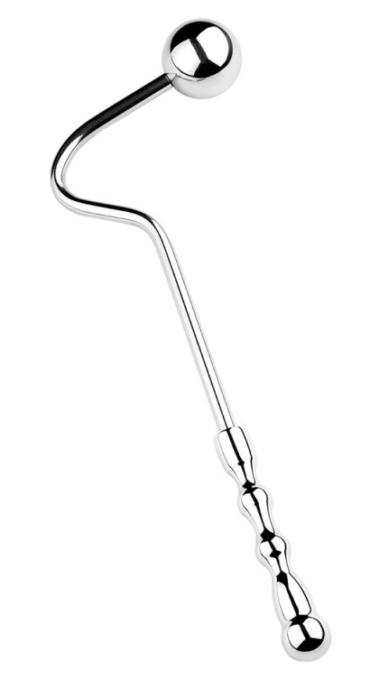 Crochet anal en métal avec poignée Double Ball 10cm – Image 2
