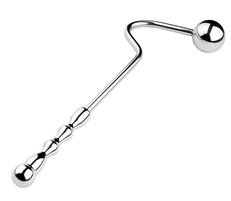 Crochet anal en métal avec poignée Double Ball 10cm – Image 3