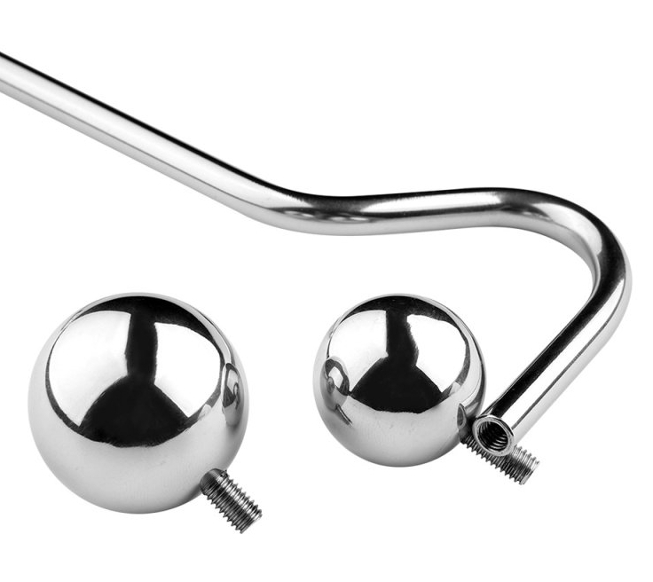 Crochet anal en métal avec poignée Double Ball 10cm – Image 5