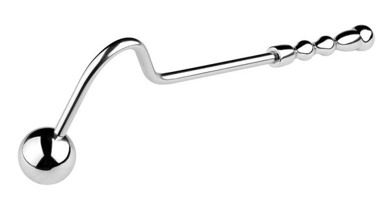 Crochet anal en métal avec poignée Double Ball 10cm – Image 8
