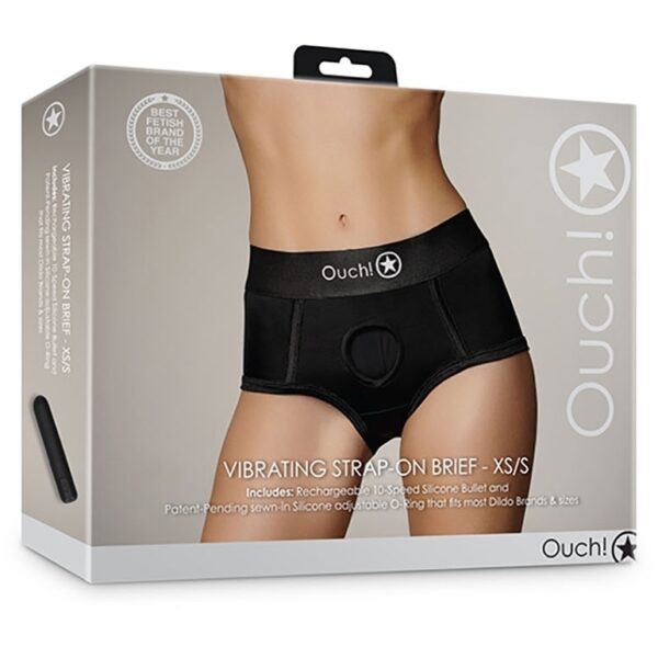 Culotte vibrante Strap-On Brief Noire – Image 2