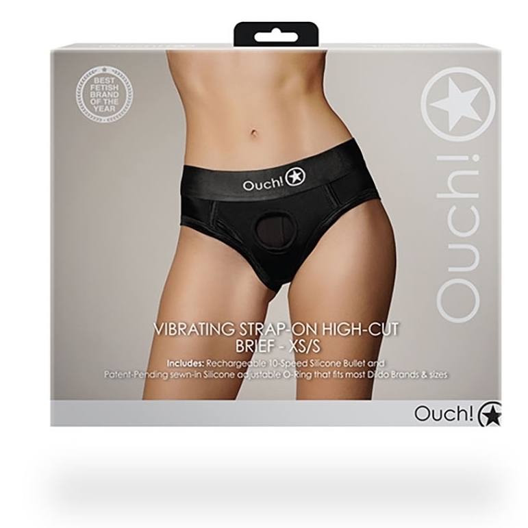Culotte vibrante Strap-On High Cut Brief Noire – Image 3