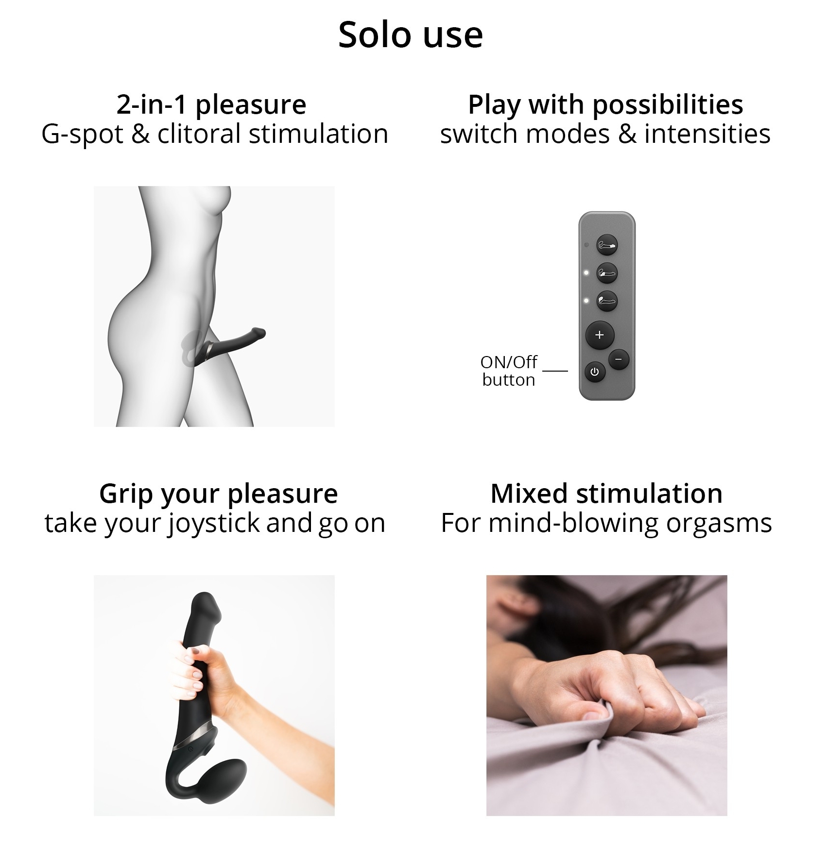 Dildo Multi Orgasm Strap-On-Me M 15 x 3.8cm Noir – Image 3