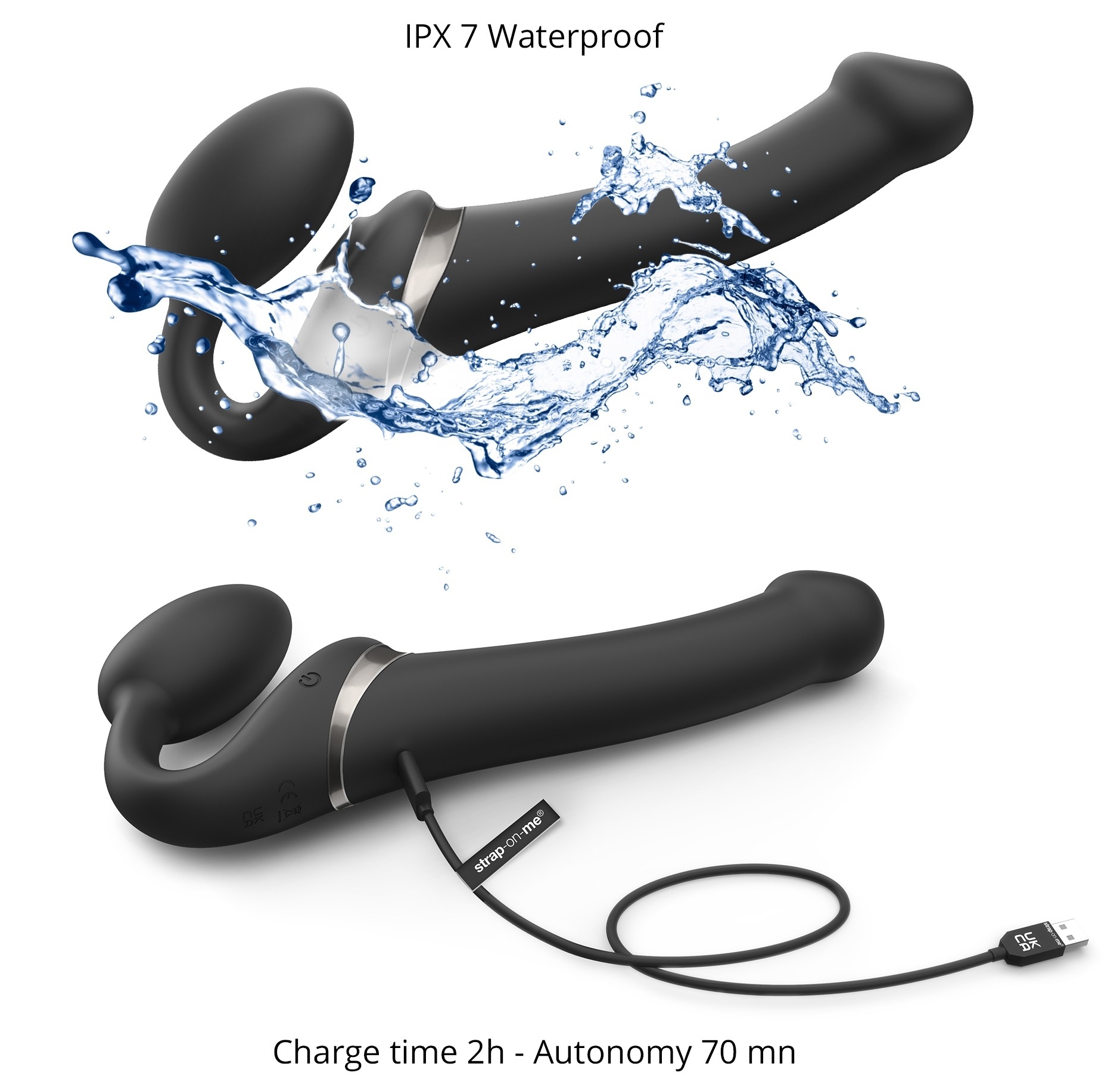 Dildo Multi Orgasm Strap-On-Me M 15 x 3.8cm Noir – Image 6