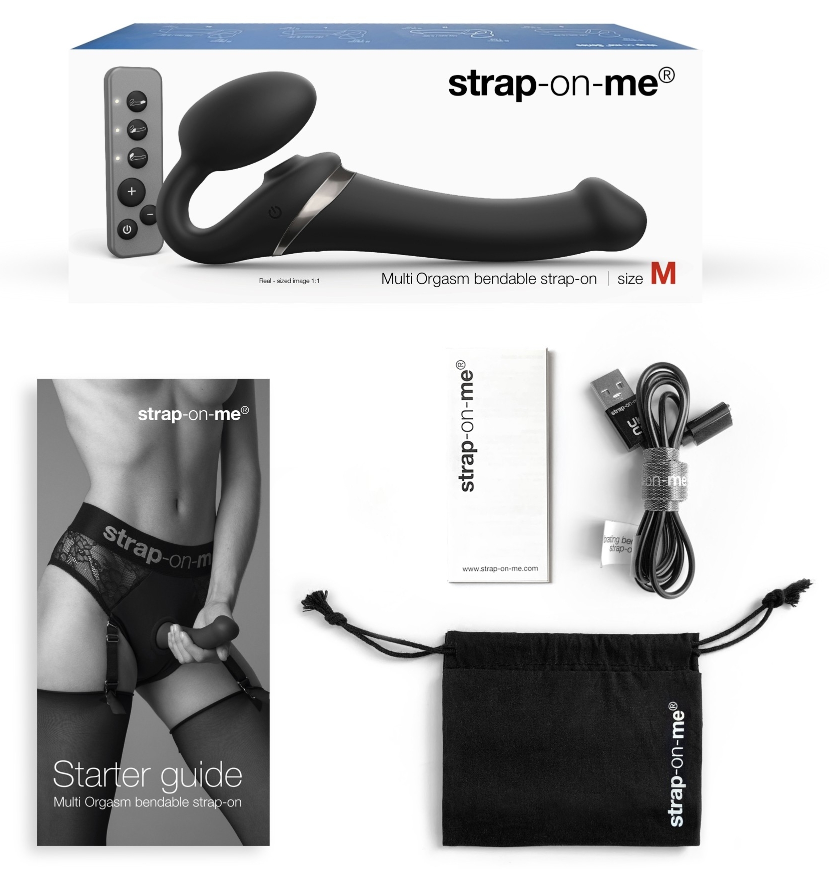 Dildo MULTI ORGASM Strap-On-Me S 14.5 x 3.4cm Noir – Image 2