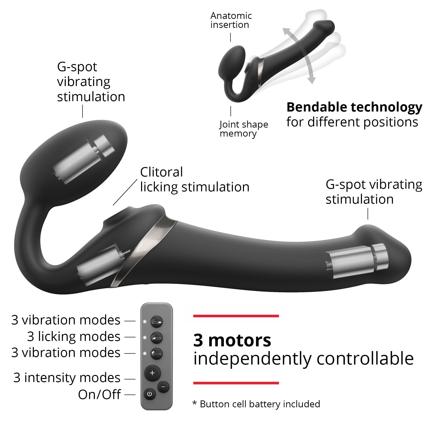 Dildo MULTI ORGASM Strap-On-Me S 14.5 x 3.4cm Noir – Image 5