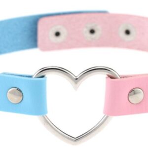Ras de cou HEART DUO Bleu-Rose