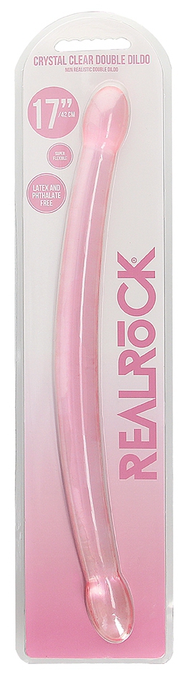 Double Gode Crystal RealRock 42 x 3.5cm Rose – Image 2