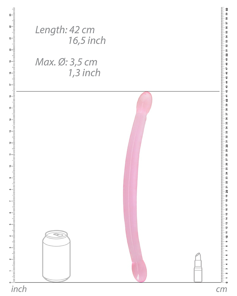 Double Gode Crystal RealRock 42 x 3.5cm Rose – Image 3