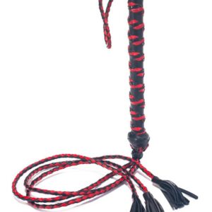 Fouet Triple Lanières 50cm Noir-Rouge