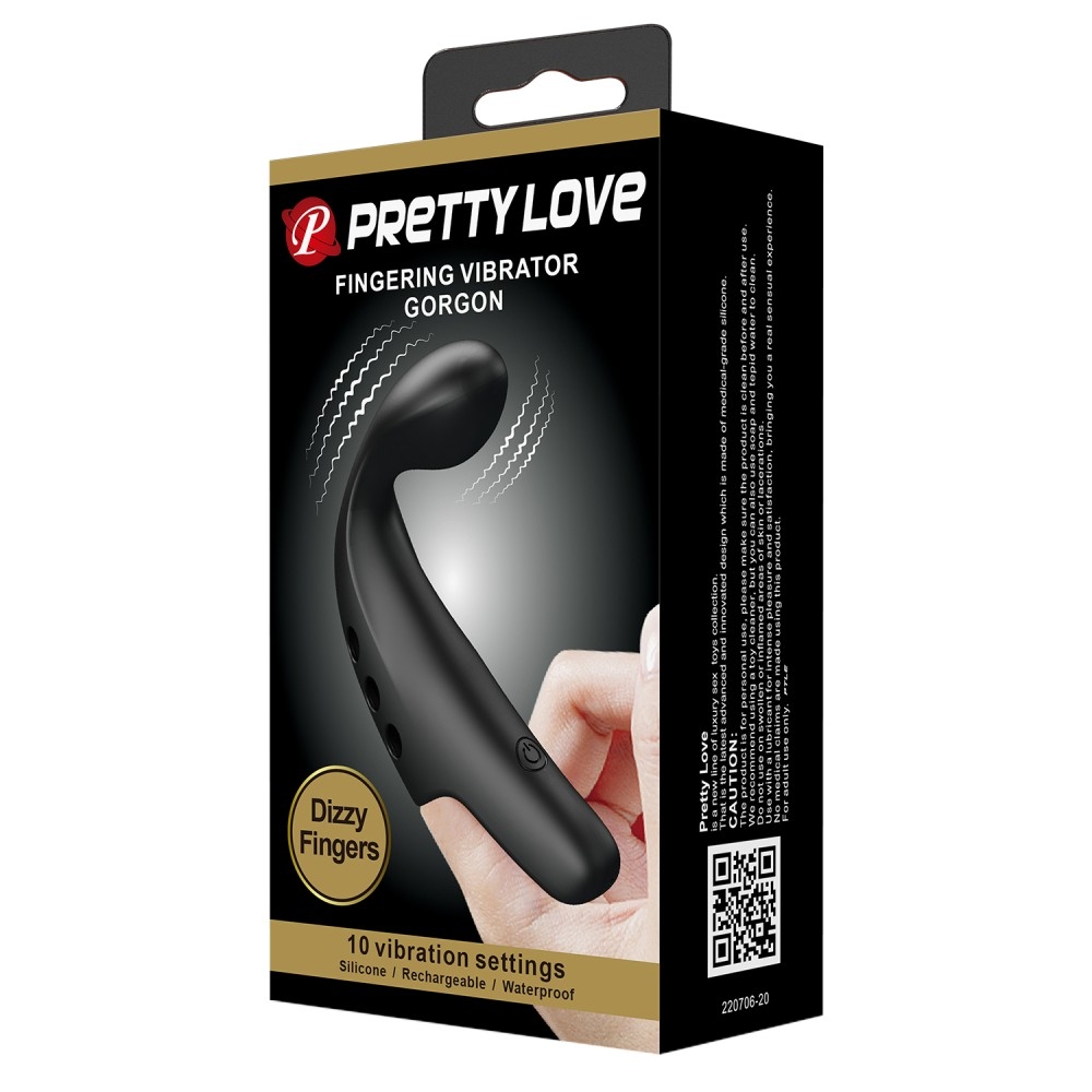 Gaine de Doigt Vibrante Gorgon Pretty Love 10.5 x 2cm Noir – Image 2
