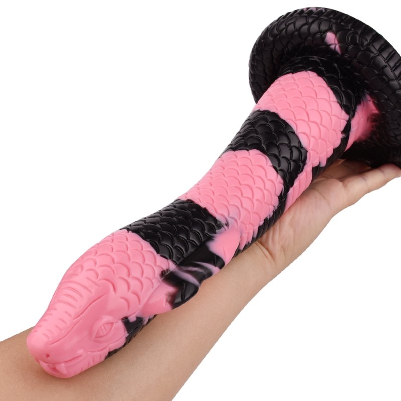 Gode Cobra Snake L 26 x 7cm Noir-Rose – Image 5