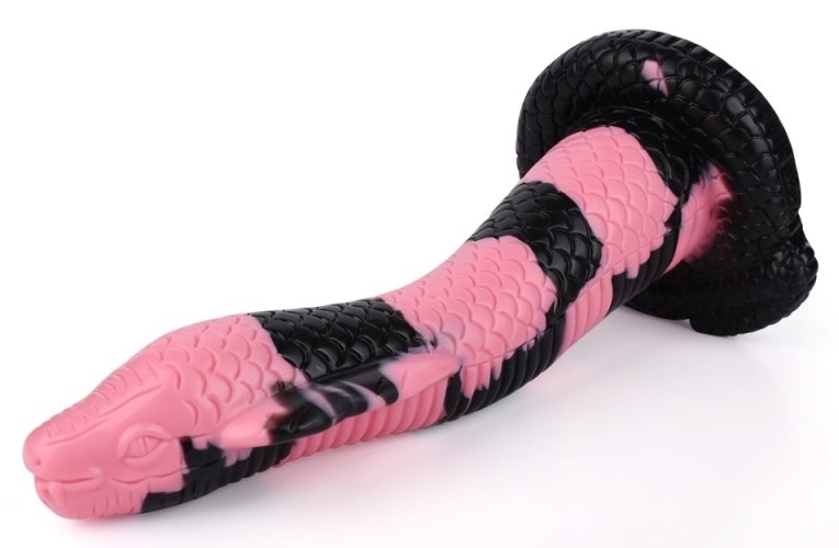 Gode Cobra Snake M 22 x 6cm Noir-Rose – Image 2