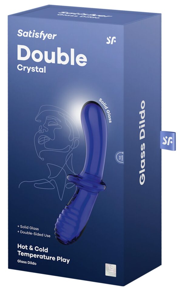 Gode en verre Double Crystal 18.5 x 3.5cm Bleu – Image 2