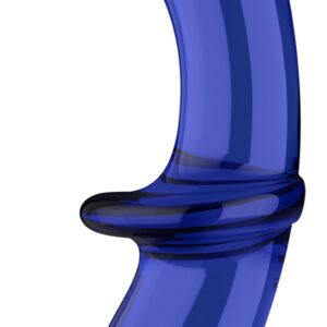 Gode en verre Double Crystal 18.5 x 3.5cm Bleu