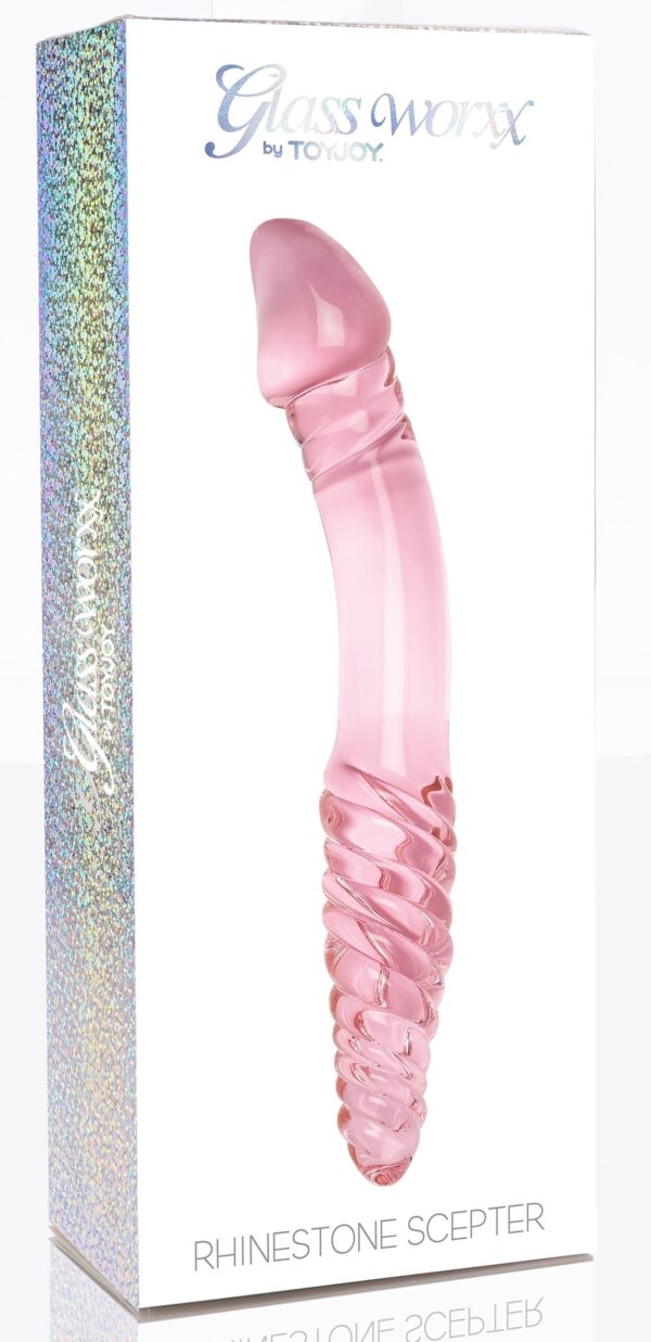 Gode en verre Rhinestone Scepter 23 x 3.6cm Rose – Image 2