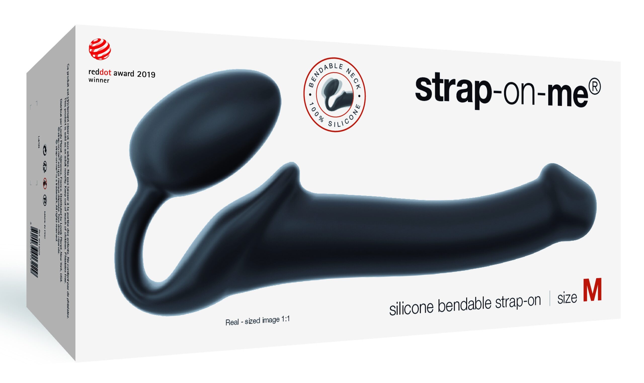 Gode + plug STRAP-ON-ME Bendable M 16 x 4 cm Noir – Image 2