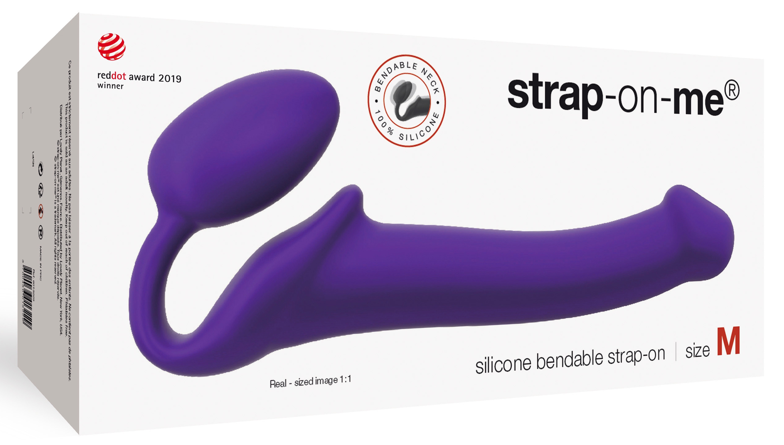 Gode + plug STRAP-ON-ME Bendable M 16 x 4 cm Violet – Image 2
