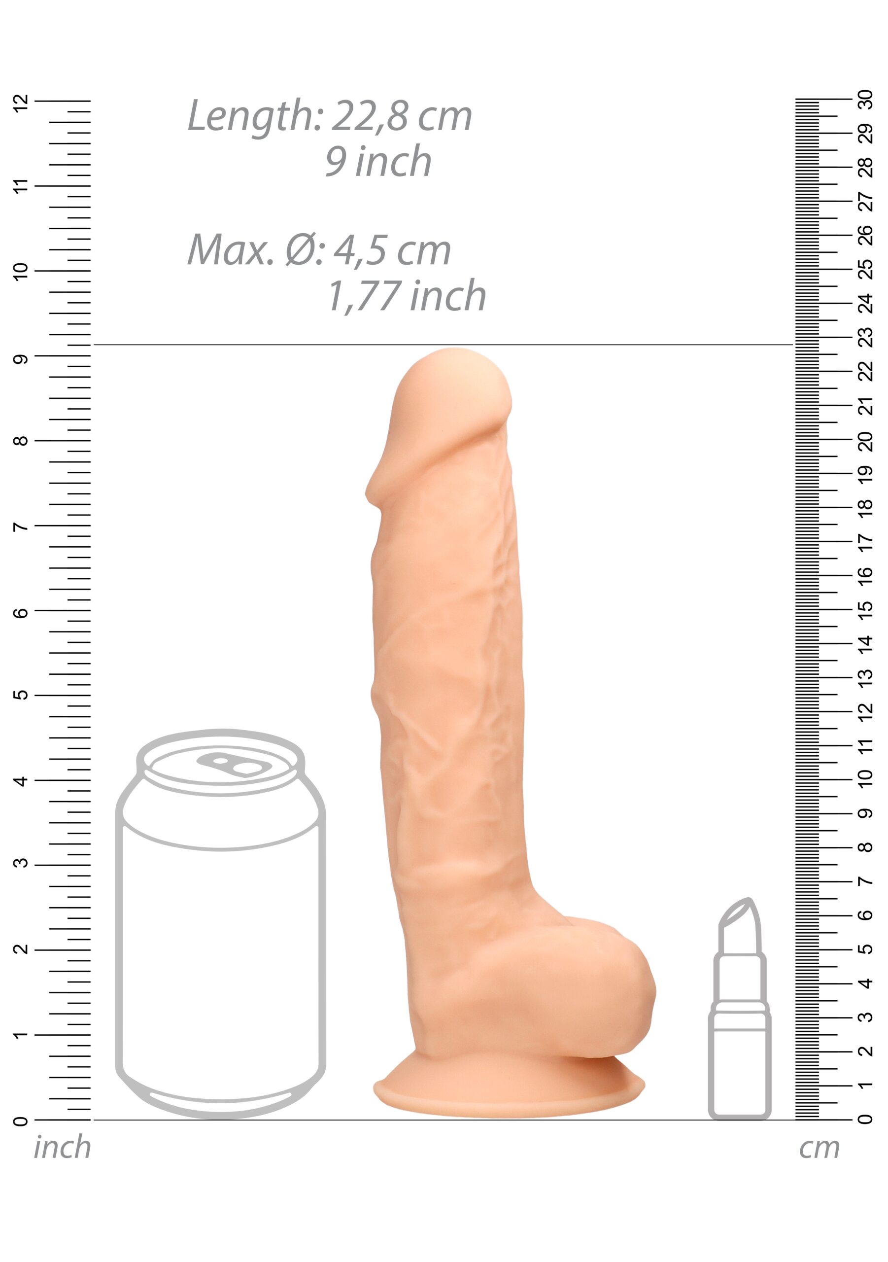 Gode réaliste Realrock ventouse 18 x 4.5 cm – Image 4