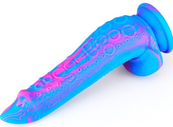 Gode silicone Inkipus 18 x 5.5cm Bleu-Rose – Image 2