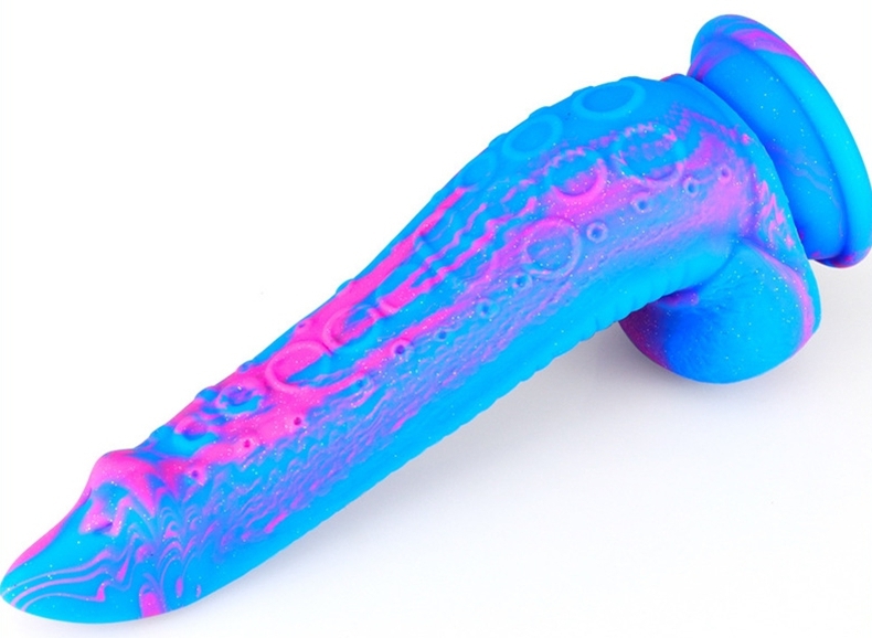Gode silicone Inkipus 18 x 5.5cm Bleu-Rose – Image 2