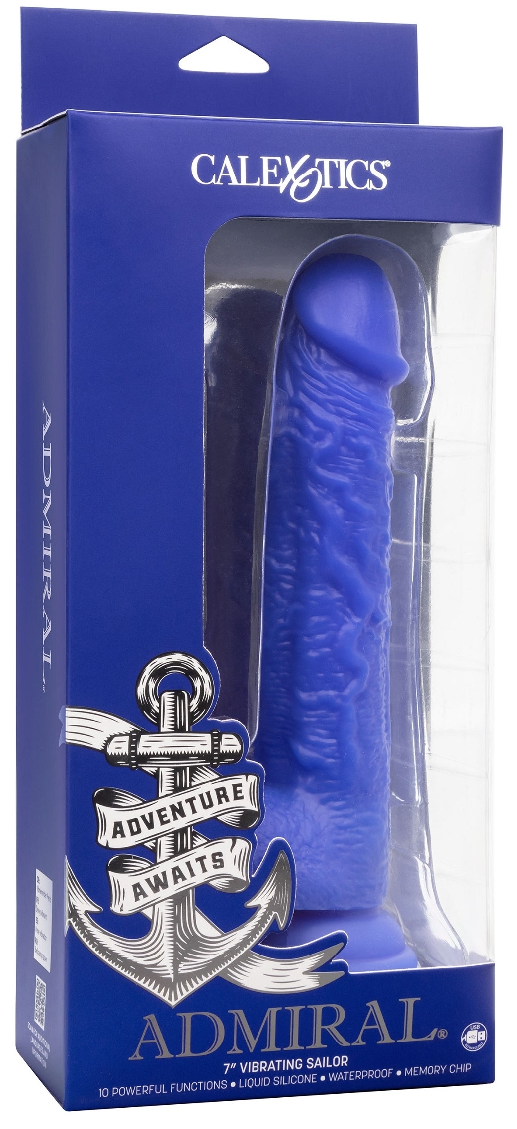 Gode vibrant Admiral 14 x 3.7 cm Bleu – Image 2