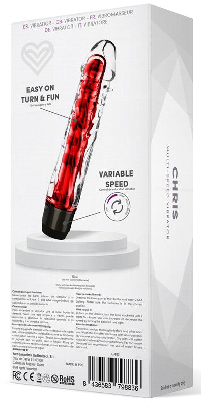 Gode vibrant Chris 14 x 3.3cm Rouge – Image 4