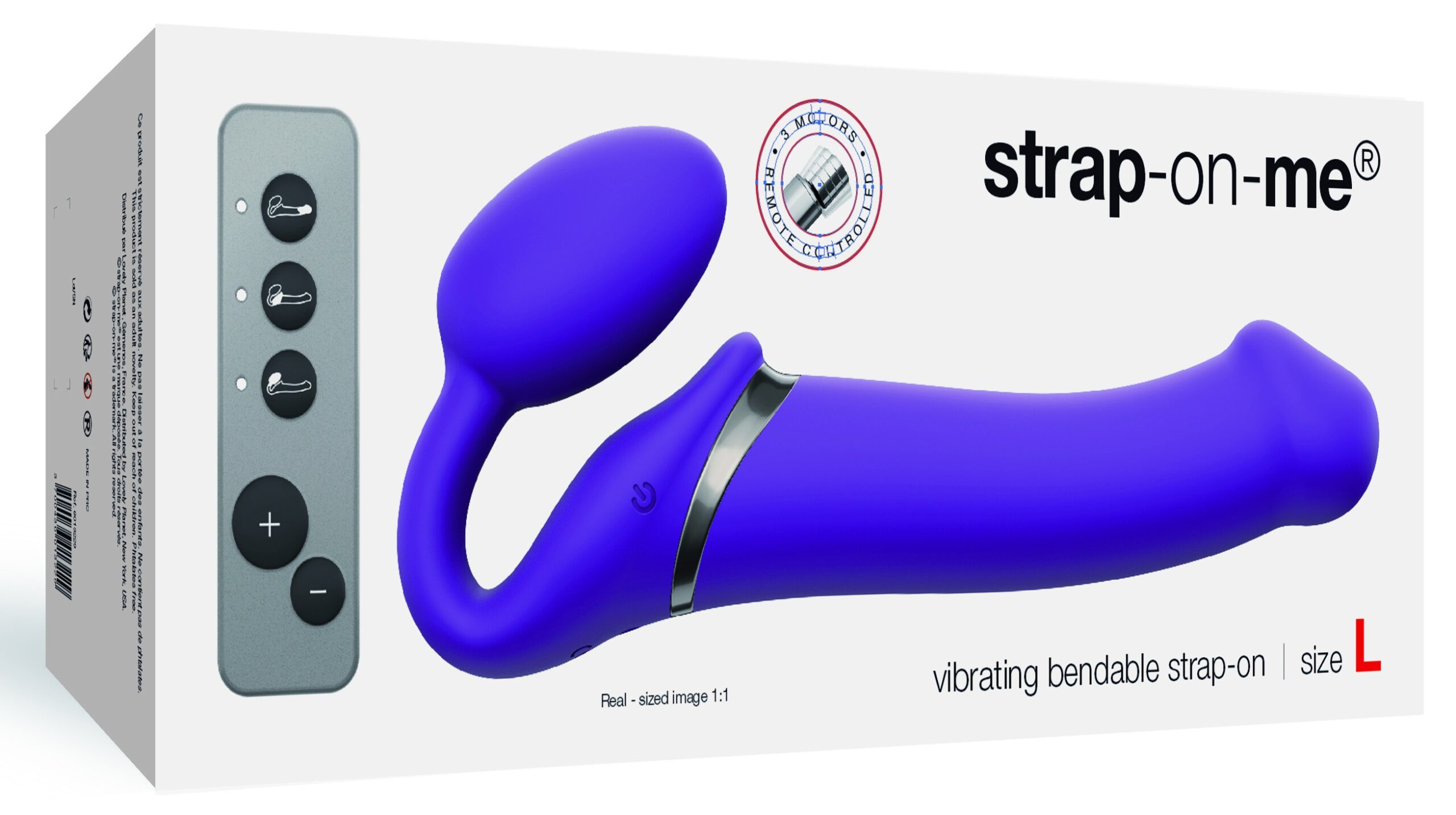 Gode vibrant Strap-On 3 Moteurs L 16 x 3.7 cm Violet – Image 2