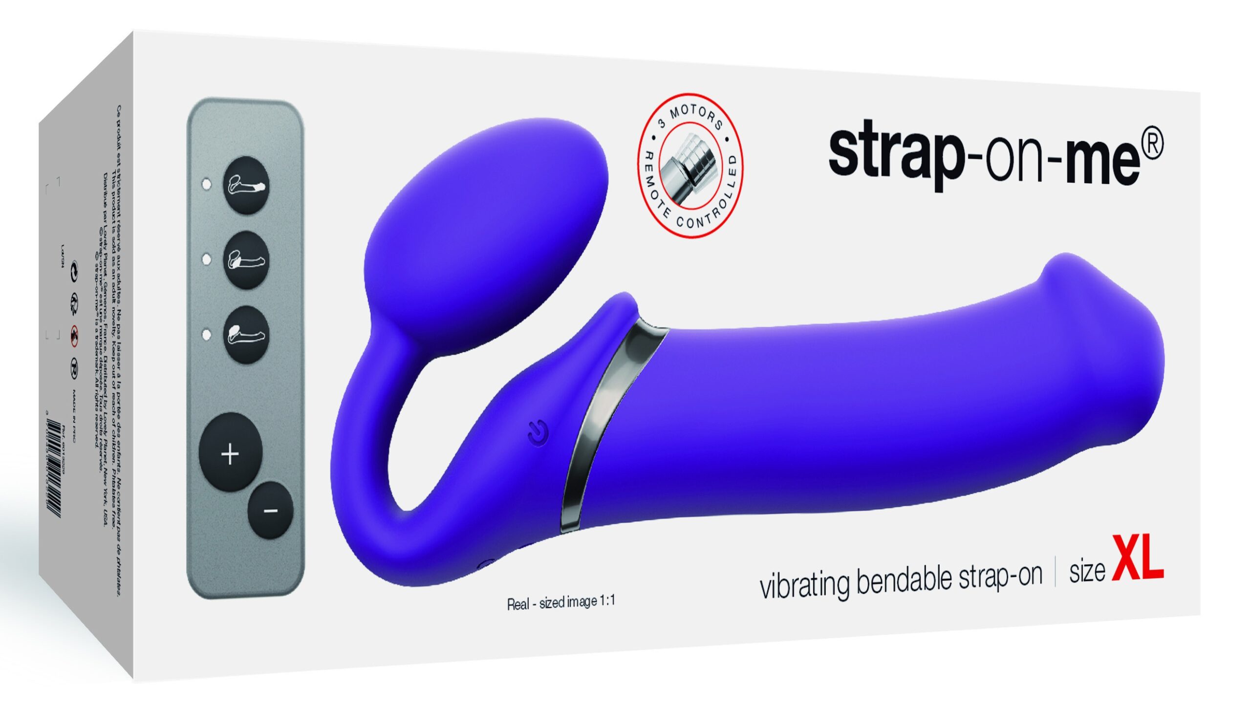 Gode vibrant STRAP-ON 3 Moteurs XL 16 x 4.5 cm Violet – Image 2