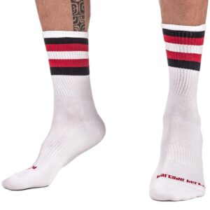 Chaussettes HALF SOCKS Stripes Blanc Noir Rouge