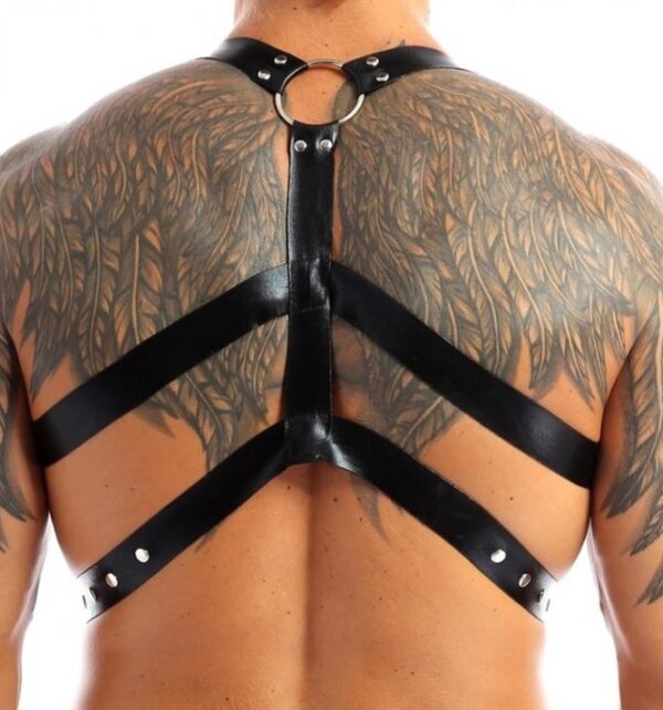 Harnais lanières Fines Thin Chest Simili Noir – Image 2