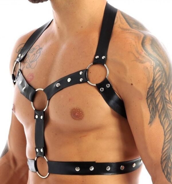 Harnais lanières Fines Thin Chest Simili Noir – Image 3