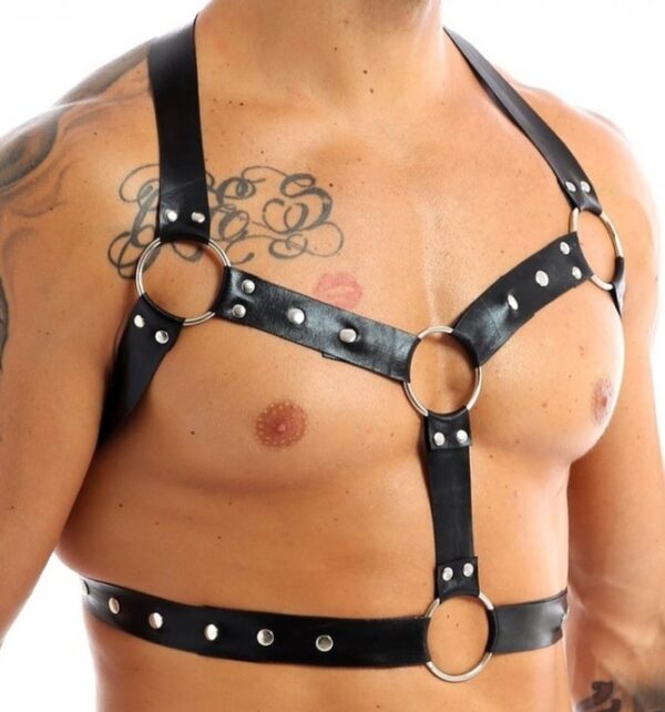 Harnais lanières Fines Thin Chest Simili Noir – Image 4