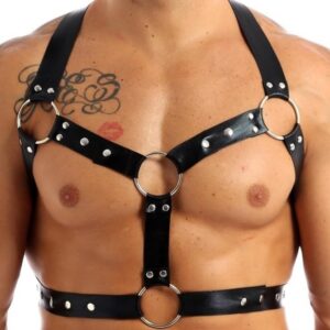 Harnais lanières Fines Thin Chest Simili Noir