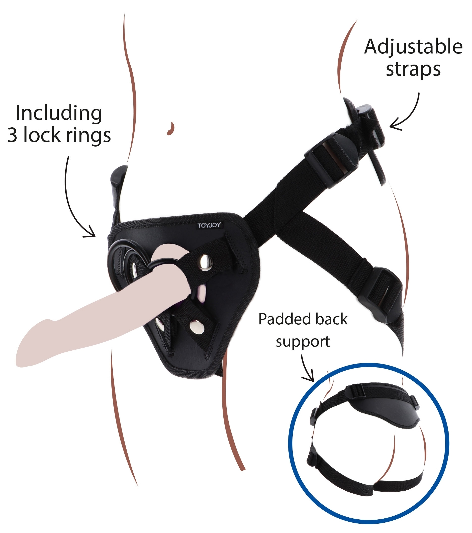 Harnais pour Gode ceinture Strap-On Deluxe Get Real Noir – Image 3