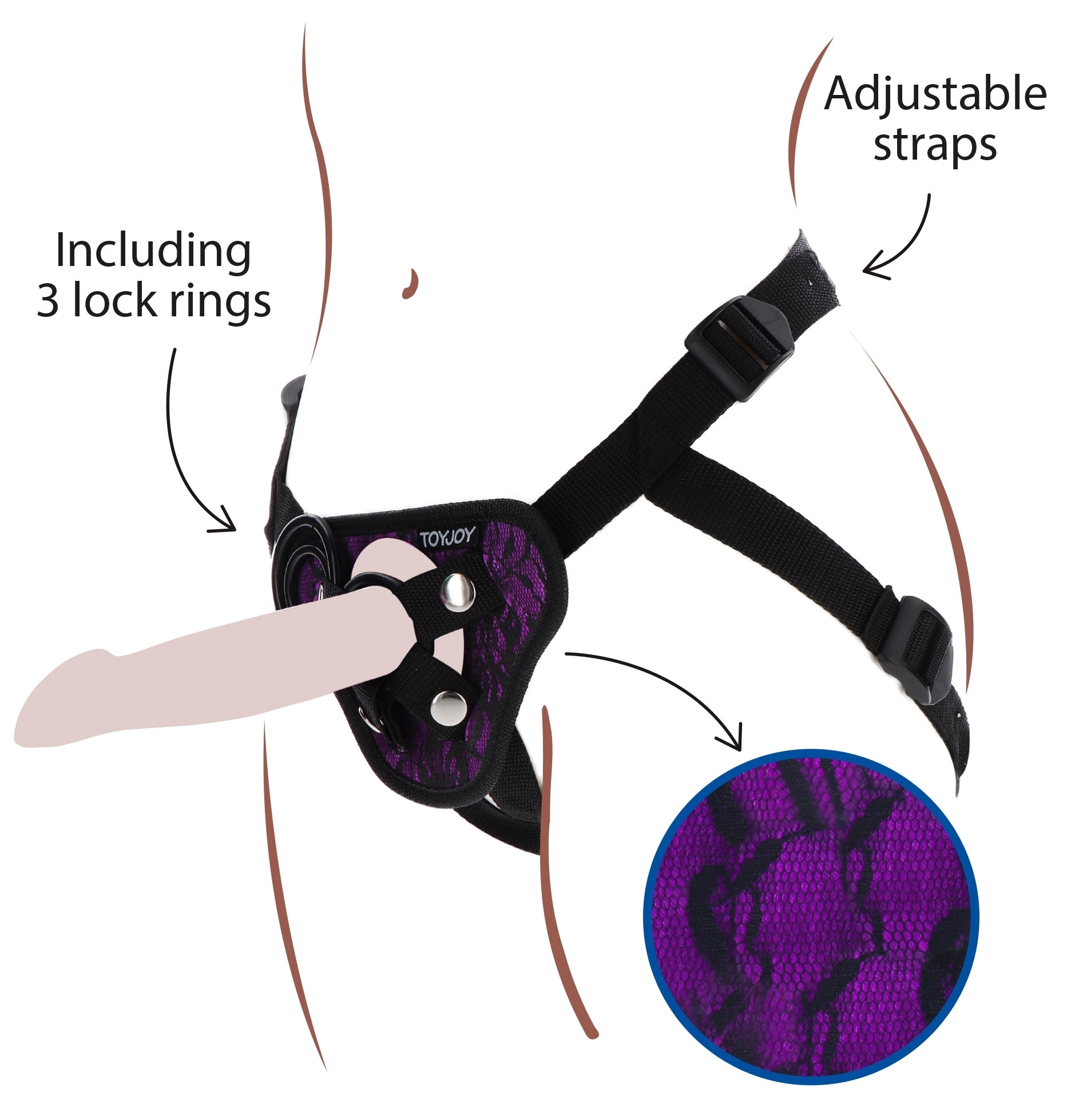 Harnais pour Gode ceinture Strap-On Get Real Violet – Image 3