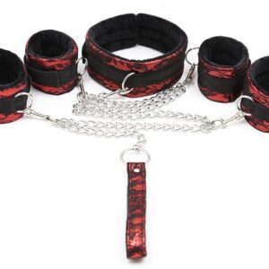 Kit Bondage Collier + Menottes Rouge