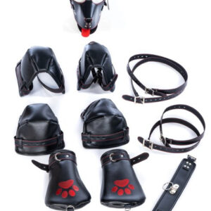 Kit complet Puppy Bondage 14 Pièces Noir-Rouge