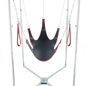 Kit Sling Cuir 5 Points Noir-Rouge Armature Grise