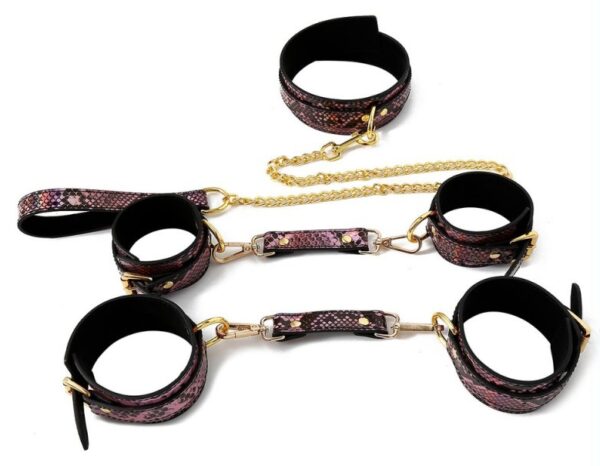 Kit Sm Snakine Collier et Menottes Noir-Rose – Image 2