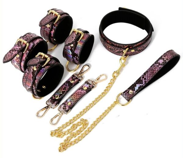 Kit Sm Snakine Collier et Menottes Noir-Rose – Image 3