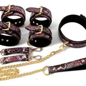 Kit Sm Snakine Collier et Menottes Noir-Rose