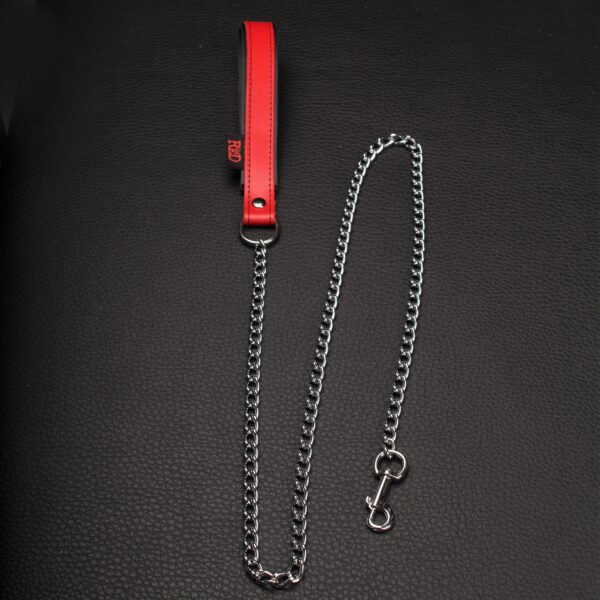 Laisse avec poignée en cuir 1m Rouge – Image 4